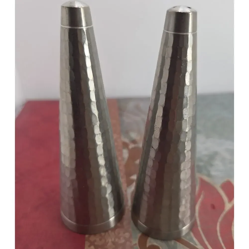 Vintage Royal Selanger Hammered Pewter Salt & Pepper Shakers EUC
